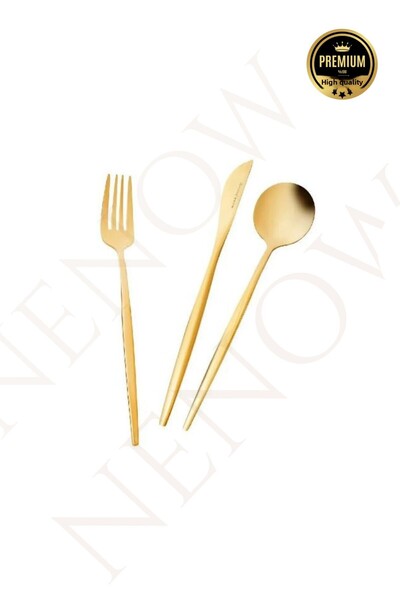 NEWNOW Stainless Steel Gold Cutlery Set 18 Pieces for 12 People