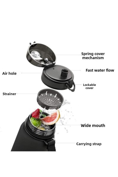 Uzspace Yellow Pink Tritan Water Bottle - 1000ml Vgn3038-6