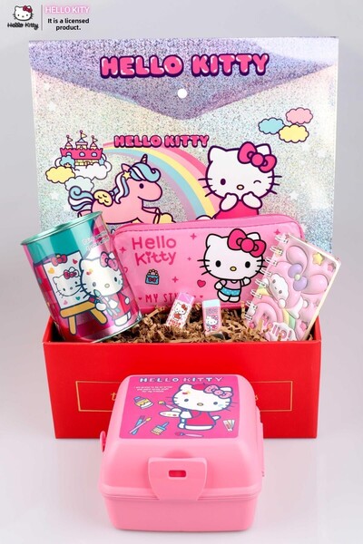 Hello Kitty DEKOMUS WITH CUSTOM BOXED LICENSED HELLO KITTY STATIONERY SCHOOL SET WITH PEN BAG