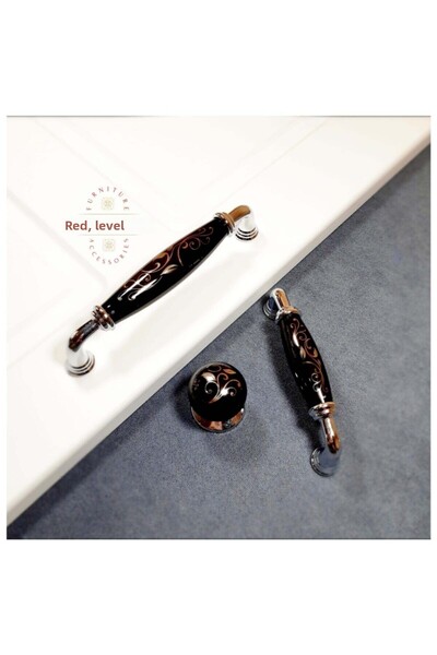 Red Level Butoane Yakut Mâner din porțelan negru Modele Dulap modern Sertar Mobilier Mâner pentru bucătărie 99p