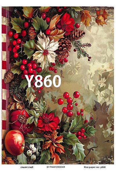 LİNEART New Year Series Y860 Brass Decopage 30 * 42 cm
