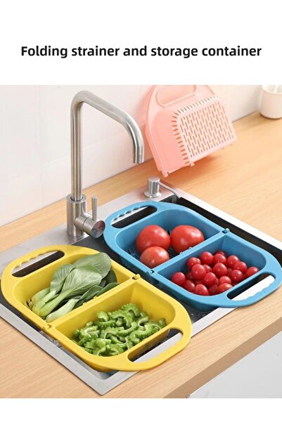 All About Kitchen مصفاة قابلة للطي وحاوية تخزين متعددة الأغراض