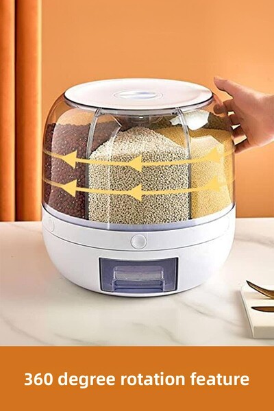 ALİTECH منظم طعام دوار بزاوية 360 درجة - للأطعمة الجافة والبقوليات وملعقة التوابل وحوامل الطعام - هدية