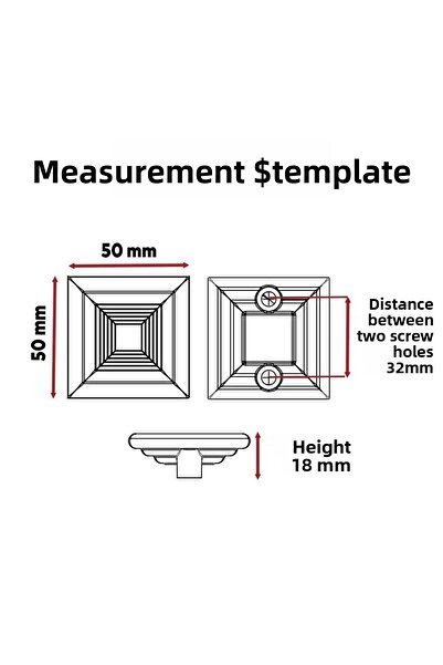 Badem10 (PLASTIC HARD) Princess Square Mobilier Bucătărie Sertar Capac Dulap Mâner Dulap Mâner 32 Mm Crom