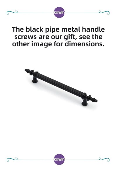 Kawin Mâner negru pentru țeavă cu ac 96 mm cu șurub metalic - dulap, comodă, unitate, bucătărie, mâner pentru vestiar 9 cm 10 cm