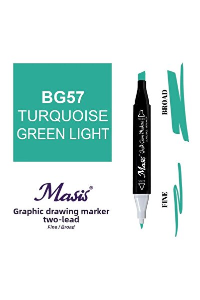 Masis Twin Double Tip Marker Pen 57 Turquoise Green Light