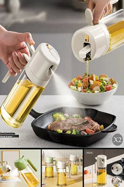 FASHION وعاء زيت زجاجي مزدوج الوظيفة 550 مل زيت زيتون زجاجة زيت سائل Airfryer...