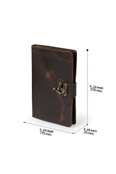 LONDO مفكرة منظمة كبيرة الحجم من الجلد الطبيعي مع قفل