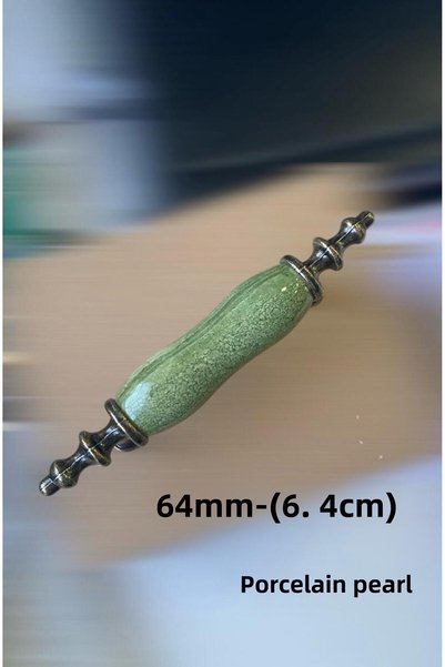 Porcellana Perla (6,4cm)- Green - Porcelain Metal Furniture Handle Handle Cabinet Drawer Kitchen Child Handle Handle -Asos64Mm