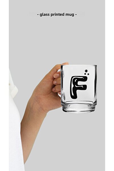 Bytwo TRANSPARENT GLASS CUP WITH LETTER F