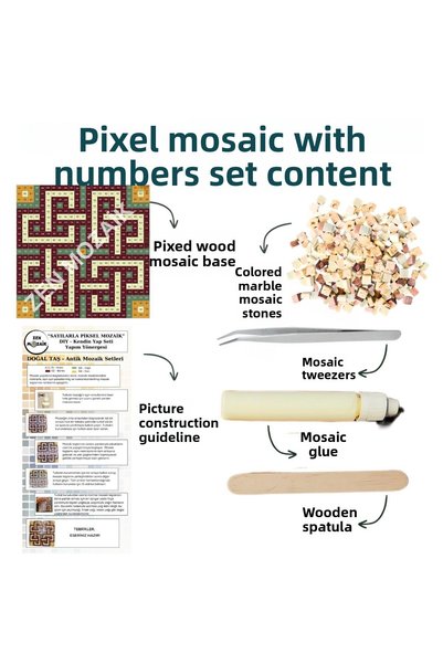 Zen Mozaik Pixel Mosaic DIY Kit by Numbers - Ancient Mosaic - Pixel Art - Natural Stone Marble Mosaic