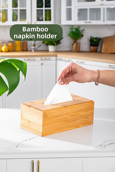 Porsima 0006 Ξύλινη θήκη για χαρτοπετσέτα μπαμπού Διακοσμητική θήκη για χαρτο...