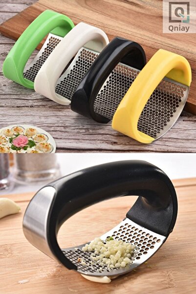 QNİAY هراسة الثوم، هراسة الزنجبيل العملية (قطعة واحدة) جهاز ضغط مبشرة الخضروا...