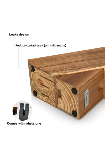 Fissman 7-Piece Knife Set Weimar with Wooden Block with Built-In Sharpener X30Cr13 Steel