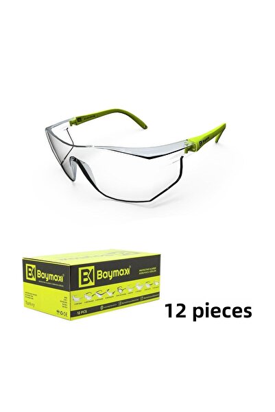 Baymax S-400 Standard Transparent Protective Burr Work Glasses (12 Pieces) - 1 Box