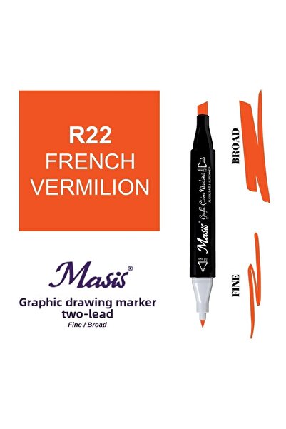 Masis قلم تحديد مزدوج الأطراف 22 قرمزي فرنسي