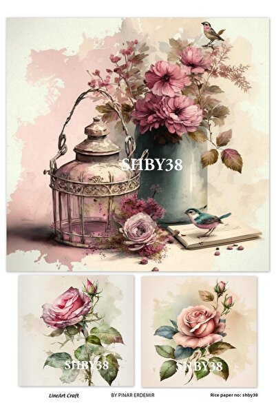 LİNEART Brass Decopage Paper - Shby38 Model, 29X42 cm