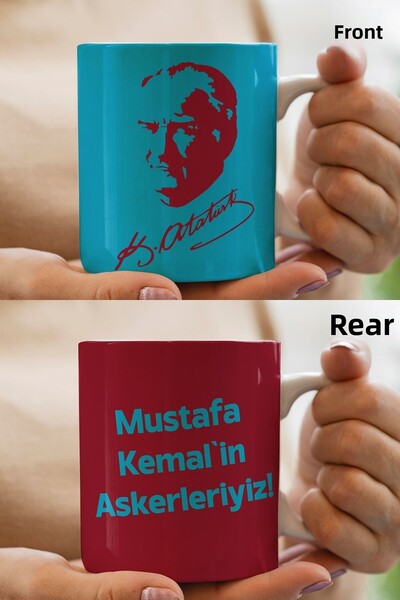 South Steel كوب هدية للمروحة بتصميم مصطفى كمال أتاتورك المميز باللون الأزرق ا...