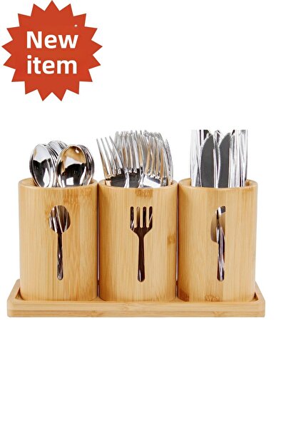 NEWNOW Μπαμπού 3 τεμαχίων οργάνωσης κουταλιών και μαχαιριών