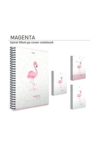 Gıpta Copertă Magenta Spiral Offset PP 19x26 80 coli Caiet cu rigle 4181