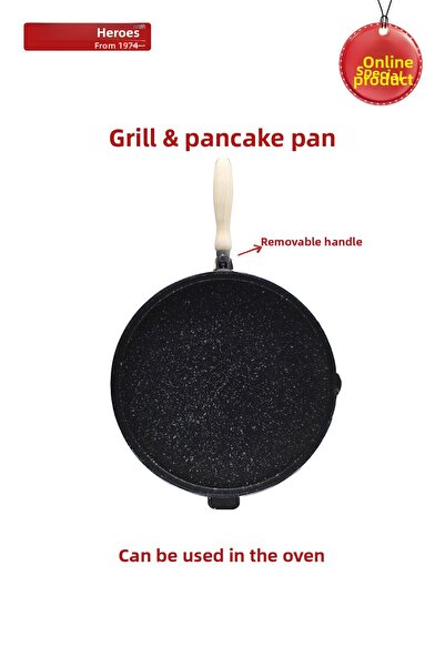 Kahramanlar 36 cm Multi-Purpose Double-Sided Cast Iron Pan