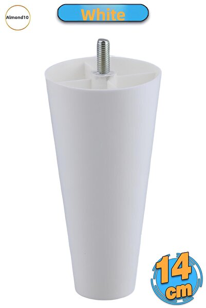 Badem10 Șurub (M8 DENT SUBTIRE) Picioare din plastic 14 cm (ALB) Înălțător pentru mobilă Picioare pentru scaun canapea