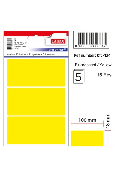 Tanex Etichetă de birou Ofc-124 Flo Yellow