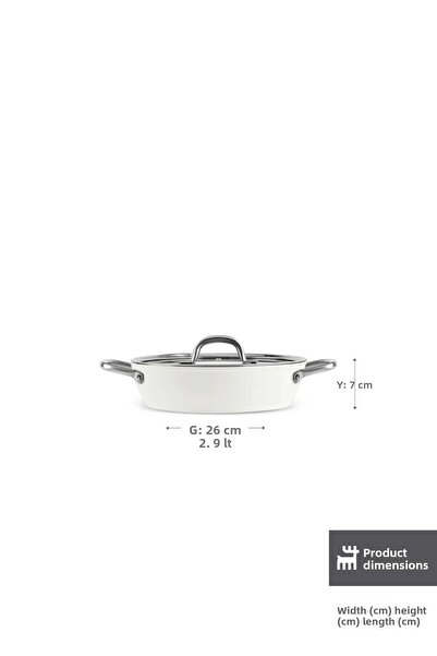 Karaca X Refika Swiss Crystal Metal Handle Pot 26 cm Creamy