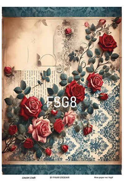 LİNEART ديكوباج نحاسي بنمط الورد FSG8 - ورق مقاس 29 × 42 سم