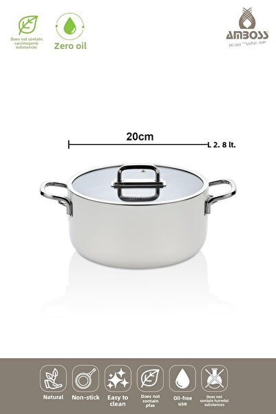 Amboss Sera Nova Ceramic Fireproof Non-Stick Deep Pot 20 cm – White