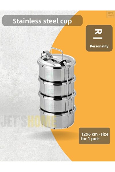 Jet's Home وعاء طعام مكون من 4 قطع مقاس 12 × 6 سم من الفولاذ المقاوم للصدأ رقم:1