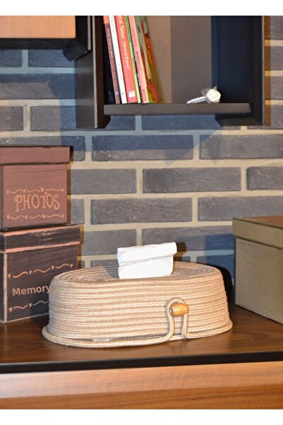 HomeTurko Bohemian Elegant Looking Oval Taasrım Jute Napkin Holder Towel Basket - Decorative Table Kitchen Makeup