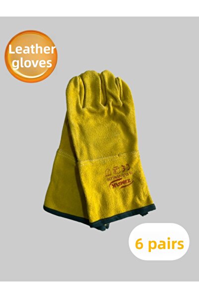 zimak EL-152 قفازات جلدية صفراء اللون Pro (6 أزواج)