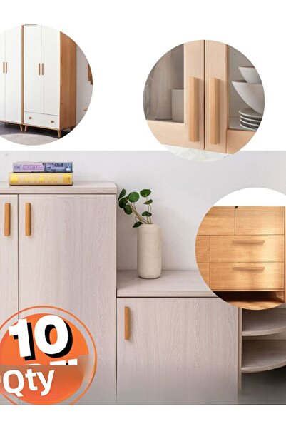 ARTI WOODS Λαβή ντουλαπιού, 10 τεμάχια - 192 mm (19,2 CM) - Λαβή από φυσικό ξύλο, λαβή συρταριού, λαβή ντουλαπιού κουζίνας