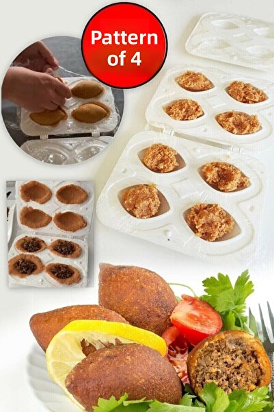AKCAKESE Practical 4-Piece Kibbeh Mold - Stuffed Meatball Mold Apparatus - Ki...