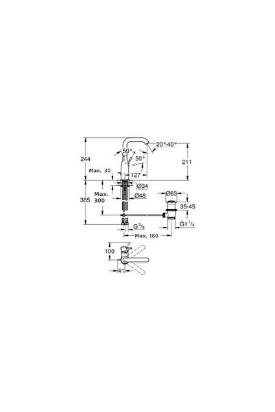Grohe Single Handle Sink Faucet 1/2'' L Cool Sunrise 24174Gl1
