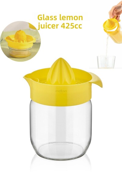 Melkan Home 425ml Yellow Glass Lemon, Citrus and Orange Juicer