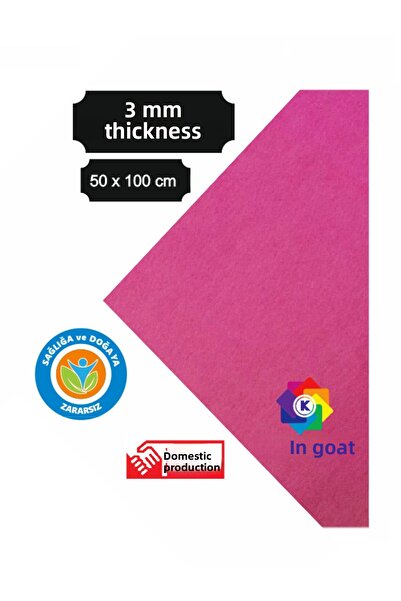 KeçeBizde قشة سميكة وردية سكر 3 مم مقاس 50 × 100 سم