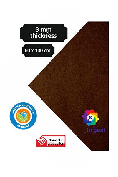 KeçeBizde قشة سميكة بلون القهوة 3 مم مقاس 50 × 100 سم