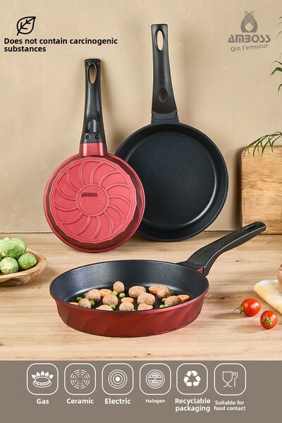 Amboss Vento Cast Titanium Coated 3 Piece Pan Set - Red