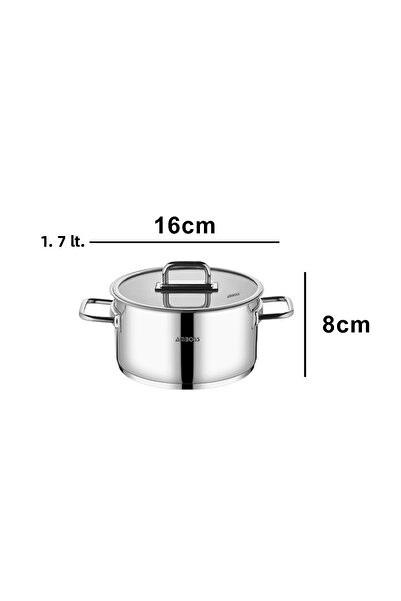 Amboss Nova Stainless Steel Deep Pot with Glass Lid 16X8 cm