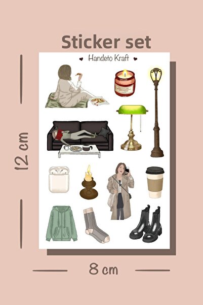 Handeto Kraft Set de autocolante confortabile, Decal, Album de însemnări, Eti...