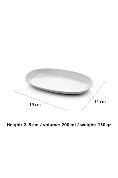 Alezy 606 Göreme Melamine Thermostar Oval Boat Plate 19X11 cm White