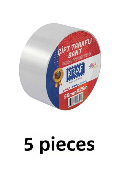 KRAF 5 bucăți de 50 mm x 25 metri bandă dublă