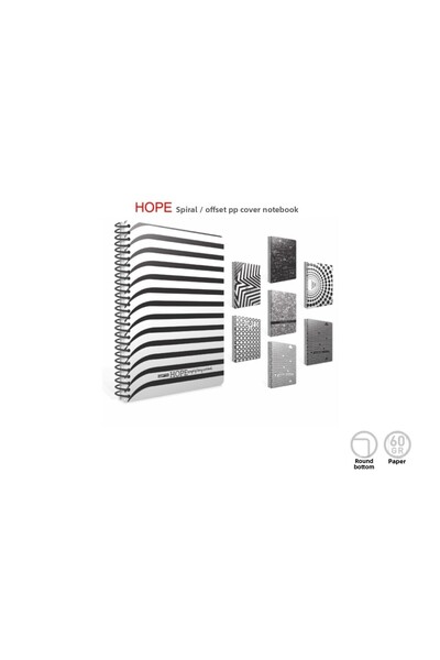 Gıpta Hope 18,5x26cm Copertă din plastic 100 de coli Caiet cu spirală cu rigle