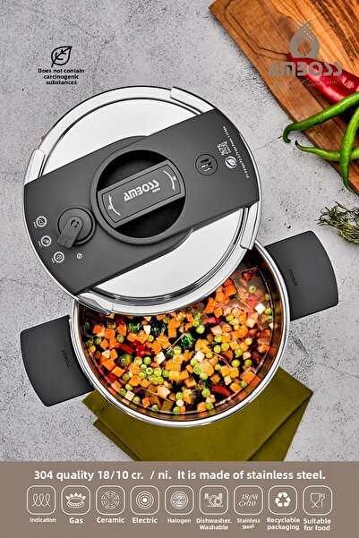 Amboss Enio Matik Stainless Steel 22 Cm 6 Lt Pressure Cooker