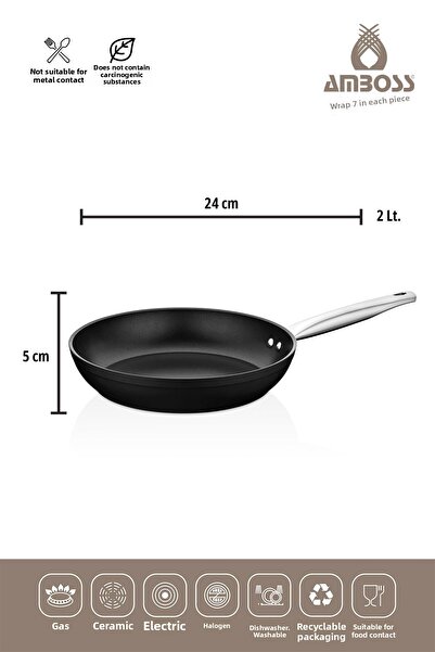 Amboss Set de tigaie cu capac, 3 bucăți, antiaderente, acoperite cu titan - 24 cm