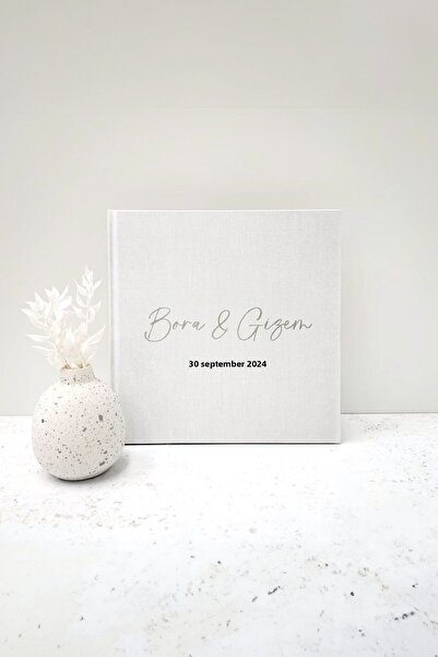 Pera Wedding ذكرى يوم الزفاف المخصص ودفتر الزوار مقاس 21 سم × 21 سم 50 ورقة