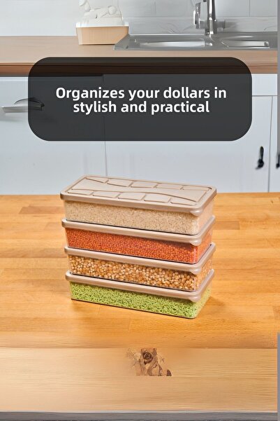 SUPERPUP 4 Pieces 1.1 Lt Soft Storage Container with Lid - Sand Beige Freezer, Food Container