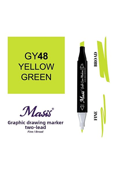 Masis Twin Dual Tip Marker Pen 48 Yellow Green